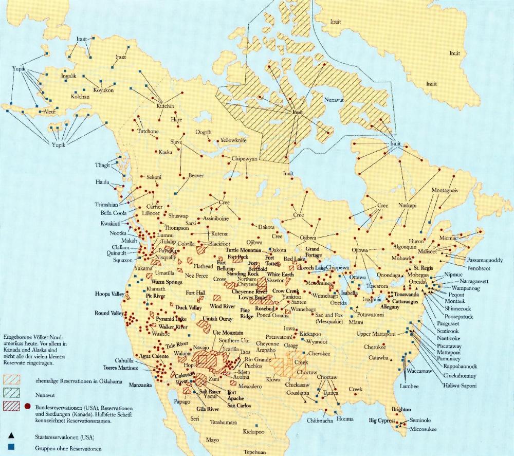 Karte der Indianer-Reservationen